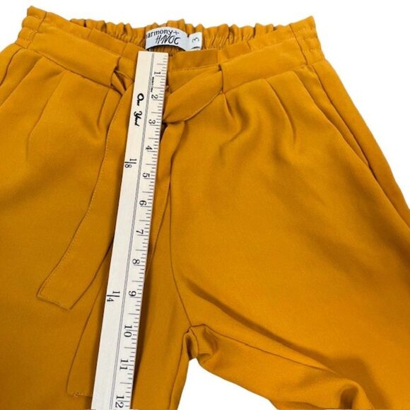 Harmony & Havoc Wide Leg Pants Mustard Yellow Gold Elastic / Tie Waist Size 3 - Picture 4 of 11
